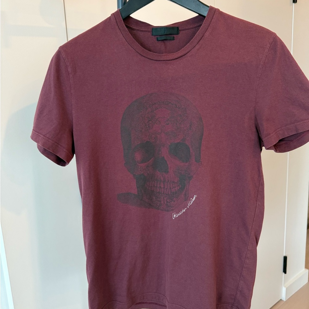 Alexander McQueen Men's Burgundy Skull T-Shirt